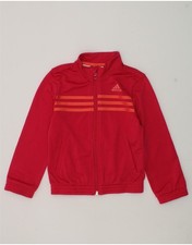 ADIDAS Girls Graphic Tracksuit Top Jacket 5-6 Years Red Polyester XX06
