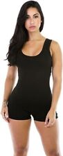 Short Romper Jumpsuit Leotard Yoga Gym Sleeveless Top Women Stretch Bodysuit