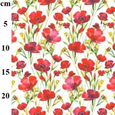 Cotton Fabric Red Poppies