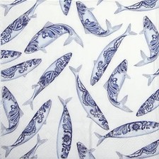 4x Decorative Fish Napkins 33x33cm Animals Paper for Decoupage Summer Craft