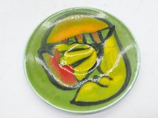 POOLE POTTERY ABSTRACT PLATE HAND PAINTED GREEN YELLOW FRUIT DESIGN RETRO #39