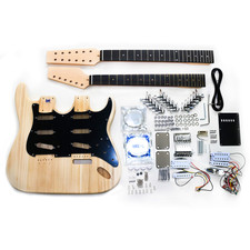 DIY ST Double-Neck Guitar Kit | Paulownia Body | Ebony Fingerboard | Black Pick
