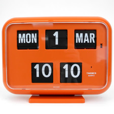TWEMCO ORANGE SMALL BANKING HALL CLOCK DAY/DATE FLIP CLOCK - GQD35O