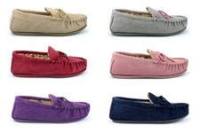 Womens Moccasin Slippers Womens Suede Slippers Ladies Moccasin Suede Slippers