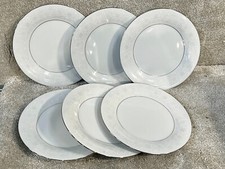 VINTAGE CROWN MING FINE CHINA EMBOSSED QUEENS LACE PATTERN WHITE SALAD PLATES