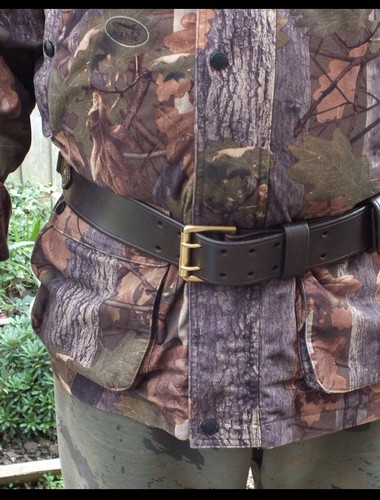 Wide leather army - wide, belt