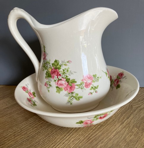 Pretty bowl and pitcher with - , a