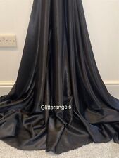 1 X Meter Shiny Black Crepe Back Heavy Satin Fabric Bridal Prom Dress Fabric 58”