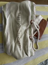 Zara Beach Bag Beige Sea Salt Stripes White