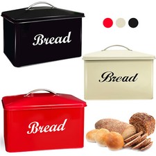 Stainless Steel Large Vintage Style Bread Bin Home Kitchen Retro Food Storage