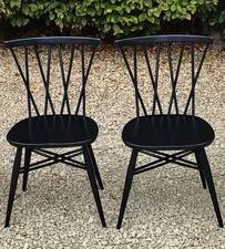 X2 ERCOL CANDLESTICK DINING CHAIRS IN PITCH BLACK FARROW AND BALL 