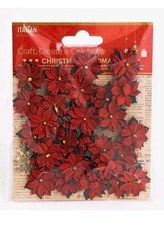 30 x Mini Red Poinsettia Christmas Flower Card Making Craft Decoration