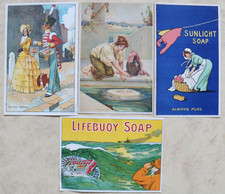 Sunlight Soap, Swan Soap, Lifebuoy, Antique Lithograph Advetising Flyers.