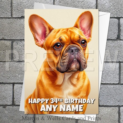 French bulldog birthday card - french,
