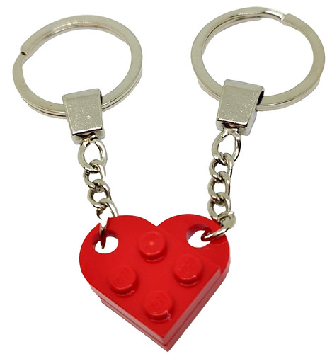 Lego red love heart - lego, keychain