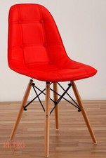 Dining Chairs leather Wooden Legs Home Kitchen Lounge Office retro.
