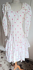 Vintage 1980s Berkertex ra-ra  dress white with pink spots size 12 UK