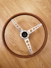 Original Springall wood and aluminium 15 inch steering wheel 1960's
