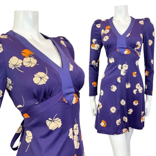Vintage 60s 70s purple - purple, beige