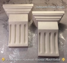 2x Decorative Handmade Victorian Fluted Plaster Corbels-H240mm X W190mm X D110mm