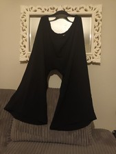 New Women Black Crinkle wide leg trousers size 30/32 hand made