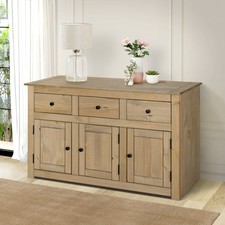Panama Sideboard 3 Door 3 Drawer Solid Pine Wood Waxed Oak Finish