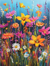 KEYIFA Colorful Flowers Paint