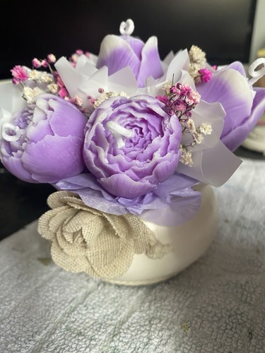 Soy wax candle flower bouquet - candle,