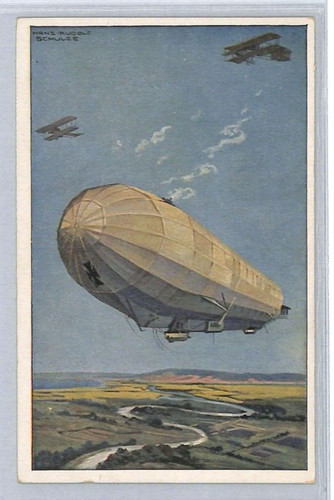 Germany ww1 postcard zeppelin - ww1,