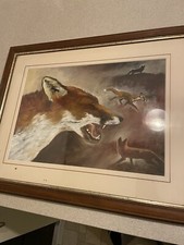 Fox painting  signed s Barney