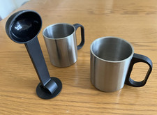 Metal Double Wall Coffee Tea Cup Stainless Steel Mug + Coffee Measuring Spoon