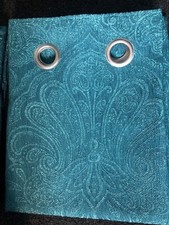 Next Teal Blue Green Damask Jacquard  Eyelet Lined Curtains 135 x 183 CM