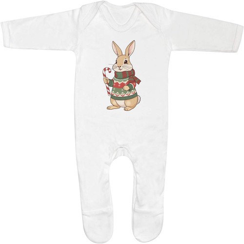 Festive bunny baby sleepsuit - baby,