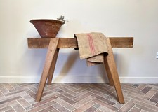 Jointed Oak Trestle Bench