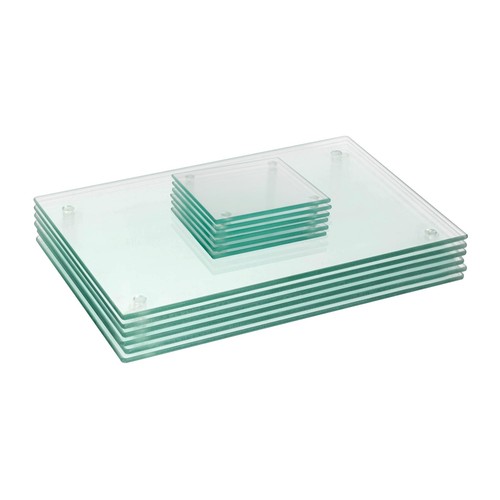 12pc glass placemats - &, square
