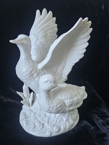 Vintage white porcelain ducks - vintage,