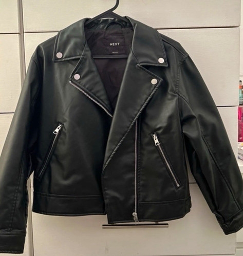 Next girls black faux leather - black,