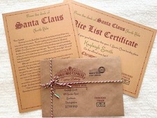 Personalised Vintage Letter from Santa Father Christmas & Nice List Certificate