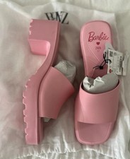 Zara Barbie Pink Rubberised Heeled Sandals size UK 4 EU 37