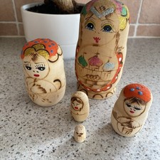 Hand Painted Vintage Russian Stacking Dolls  set of 5   glitter