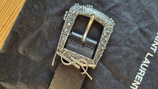 Womens black Leather YSL Belt Worn Once Western Style Buckle