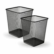 2X Mesh Waste Paper Bin For Office Home Bedroom Metal Mesh Waste Rubbish Basket