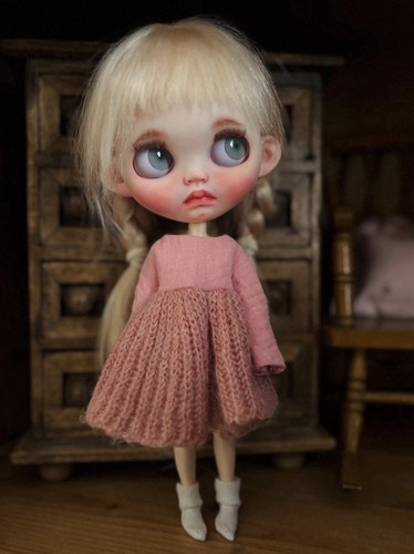 Blythe doll dress dusky pink - dress,