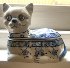 Vintage Ceramic Cat blue and