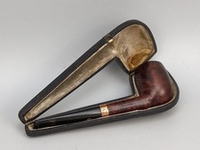 Antique Smoking Pipe Duncan's Zoie Silver Sleeve Gold Band With Case Pat 227911