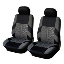 Universal Black/ Gray Car Seat Covers Cushions Protectors Polyester Front Set #F