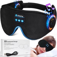 Bluetooth 3D Eye Mask Music Play Sleeping Headphones with Built-in HD Speaker UK