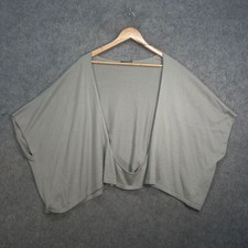 Grizas Poncho Cape Womens Onesize Grey Cotton Acrylic Blend Open Batwing Cottage