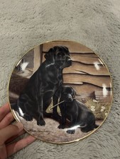 Franklin Mint Like Father, Like Son Black Labrador Fine Porcelain Plate
