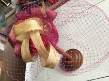 FASCINATOR ~HANDMADE ~Appliqué~ Unique~ Pink